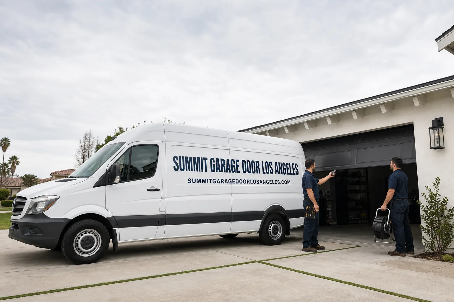 Summit Garage Door Los Angeles service vehicle and crew in Los Angeles, CA